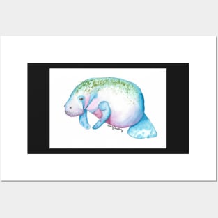 Watercolor Manatee Posters and Art